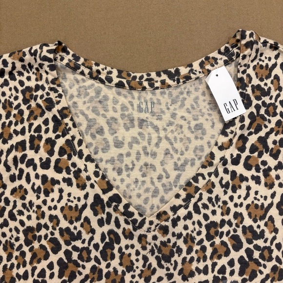 GAP Women’s Short Sleeve Favorite Tee Cheetah/Leopard Print Size XL New With Tag - Picture 4 of 9